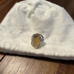 American West Carolyn Pollack Ring size 7 Silver/Brass/gemstone EUC